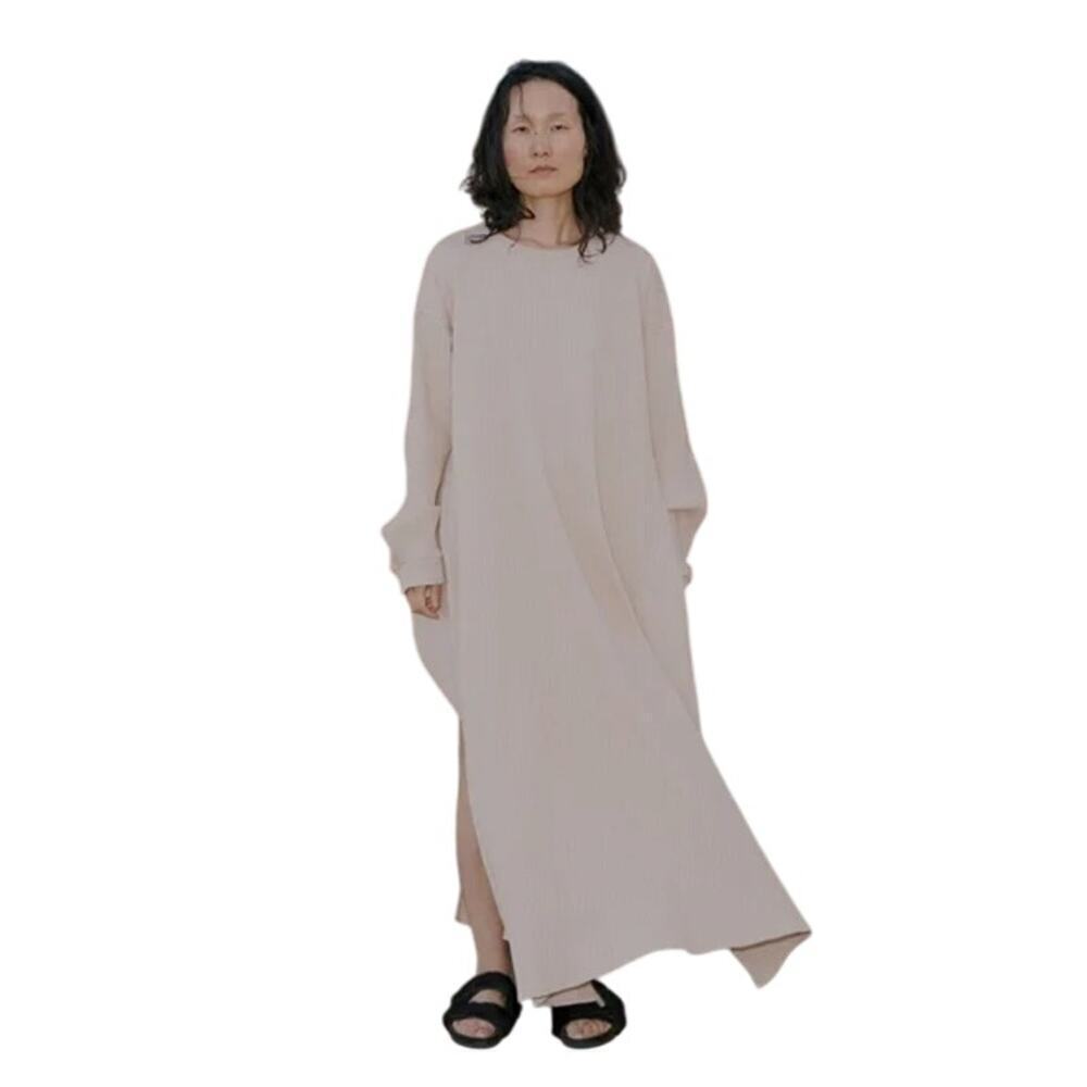Baserange Women's Gravel Beige Shaw Kaftan Maxi Dress Size Medium Lagenlook